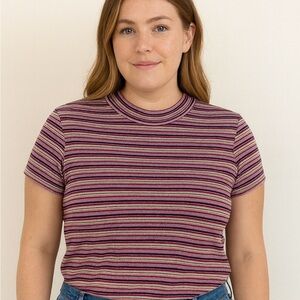 Striped Short Sleeve Top in Multicolor